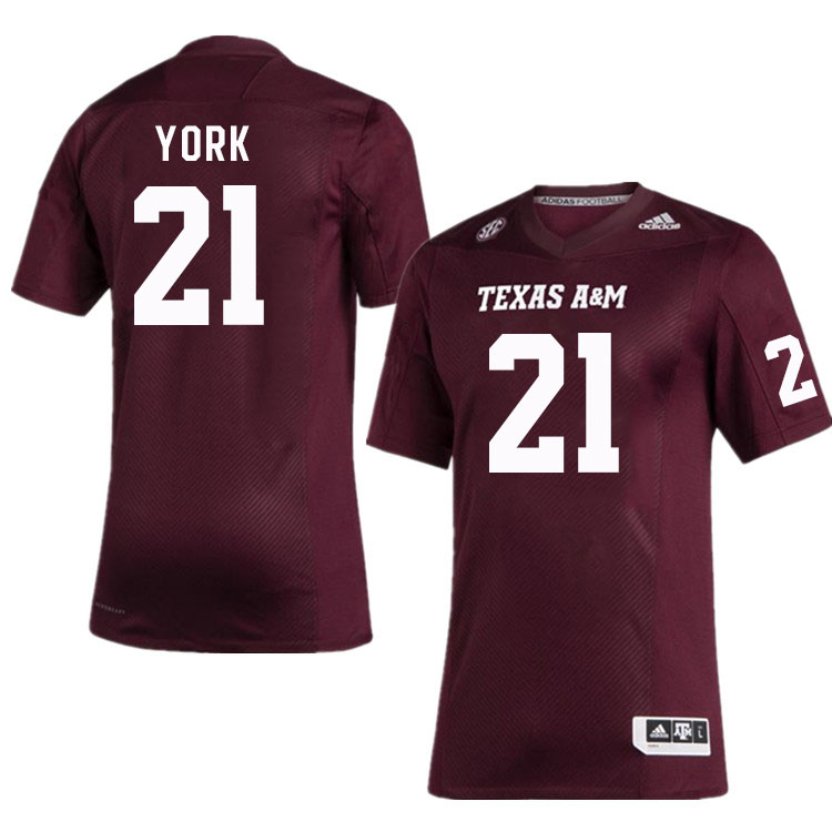 Men #21 Taurean York Texas A&M Aggies College Football Jerseys Stitched Sale-Maroon